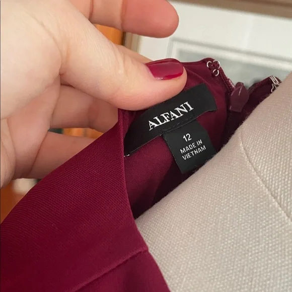 Alfani Berry Long Sleeve Dress with Pleated Accents Size 12 EUC - Picture 8 of 9